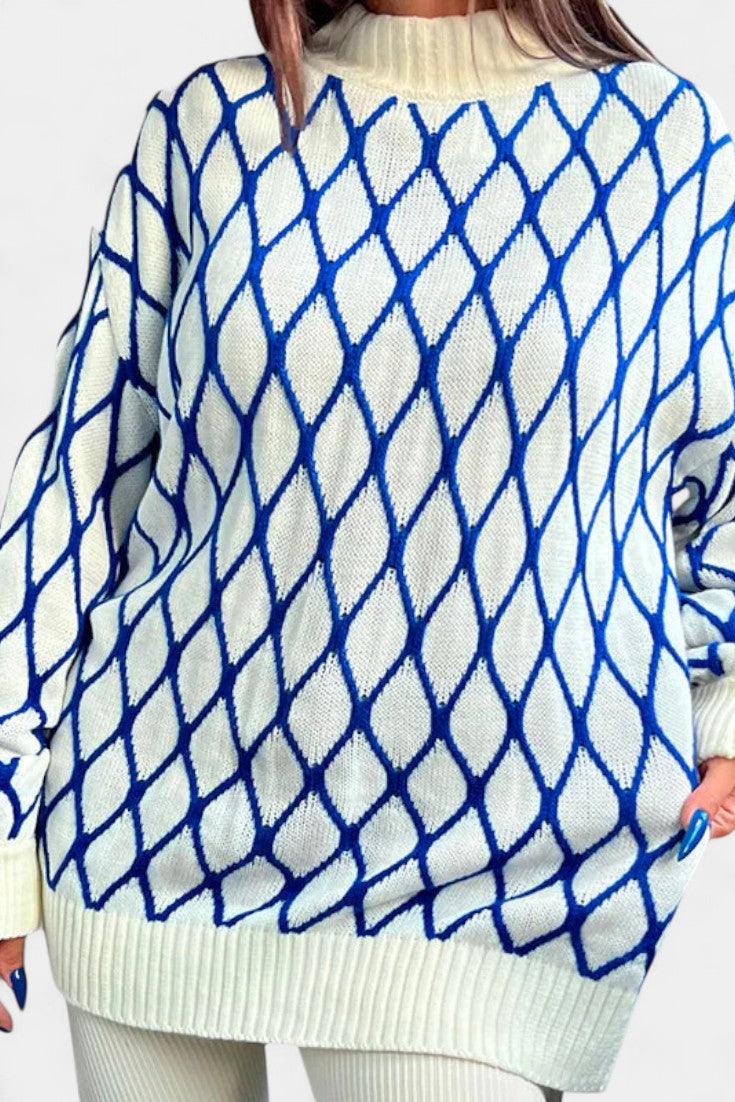 Wincy Ava Oversized Knit Turtleneck Sweater with Puff Sleeves