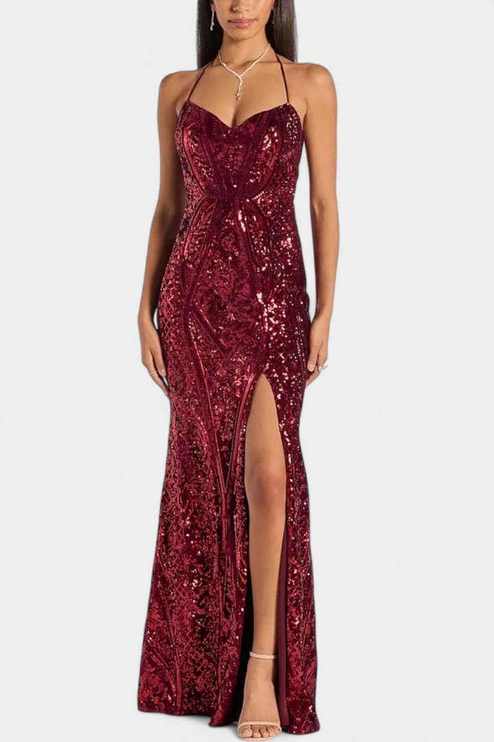 Marleni Shimmering Halter Dress