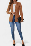 Rhéane Notched Lapel Long Blazer with Single Button Closure