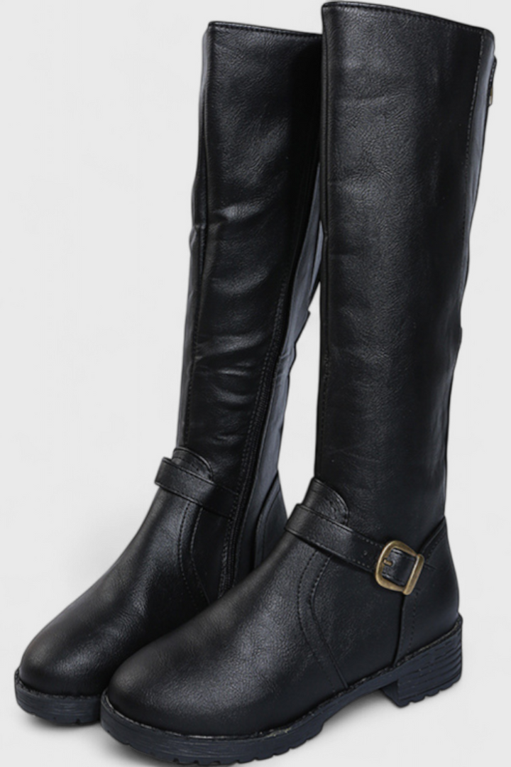 Sienna Buckled High Boots with Zipper