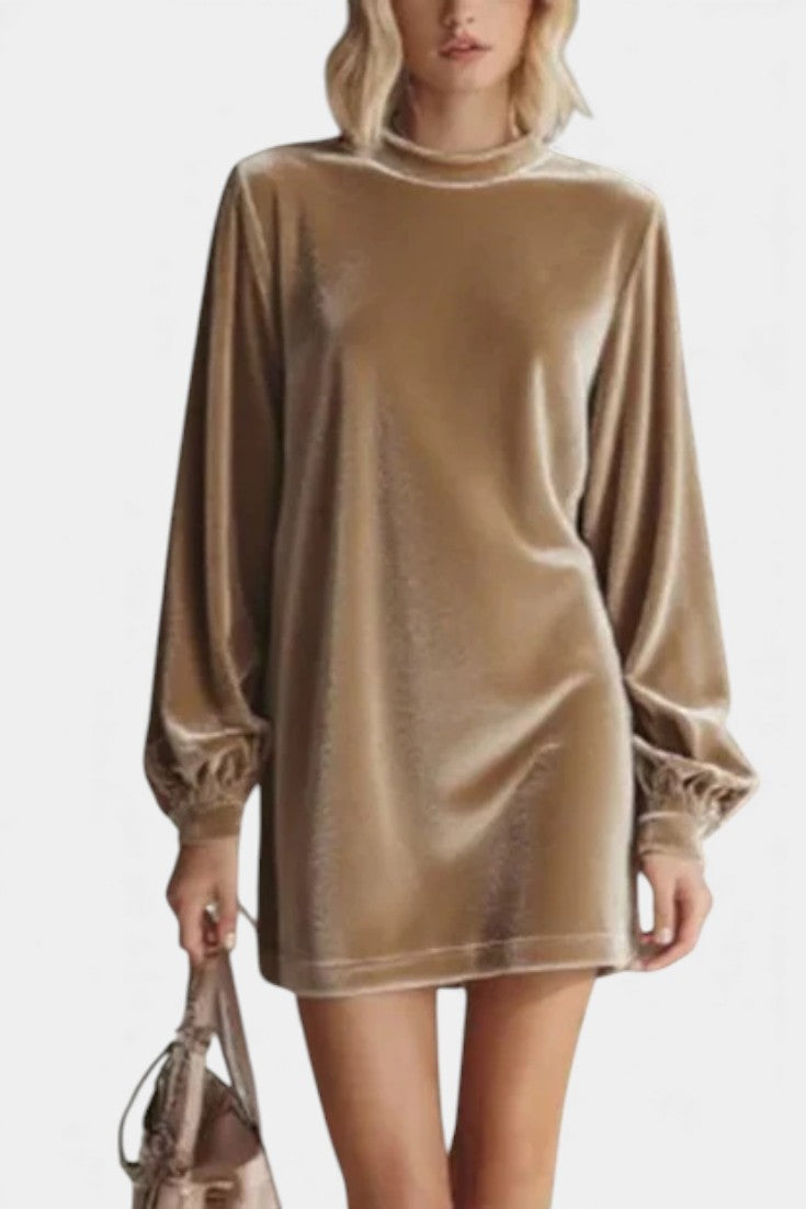 Badia Long Sleeve Mini Velvet Dress