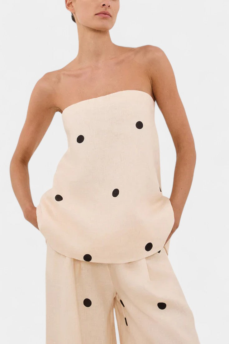 Mika Strapless High-Waisted Wide-Leg Two-Piece Set