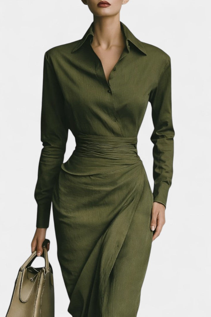 Shirt Collar Structured Maxi Dress