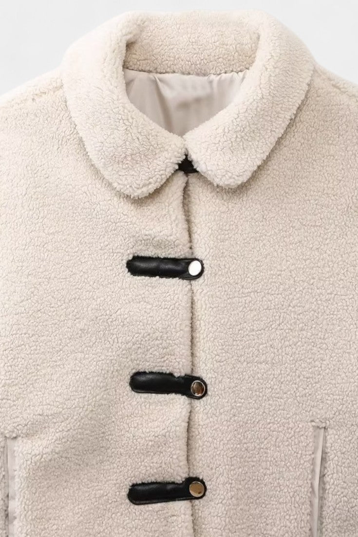 Sylvie Cropped Fleece Jacket Featuring Toggle Fastenings