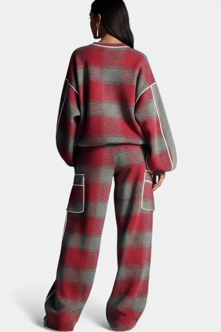 Oléna Urban Checkered Color-Block Ensemble