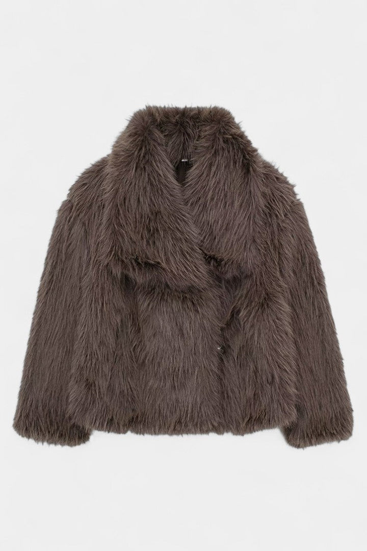 Aurorette Statement Collar Oversized Faux Fur Coat