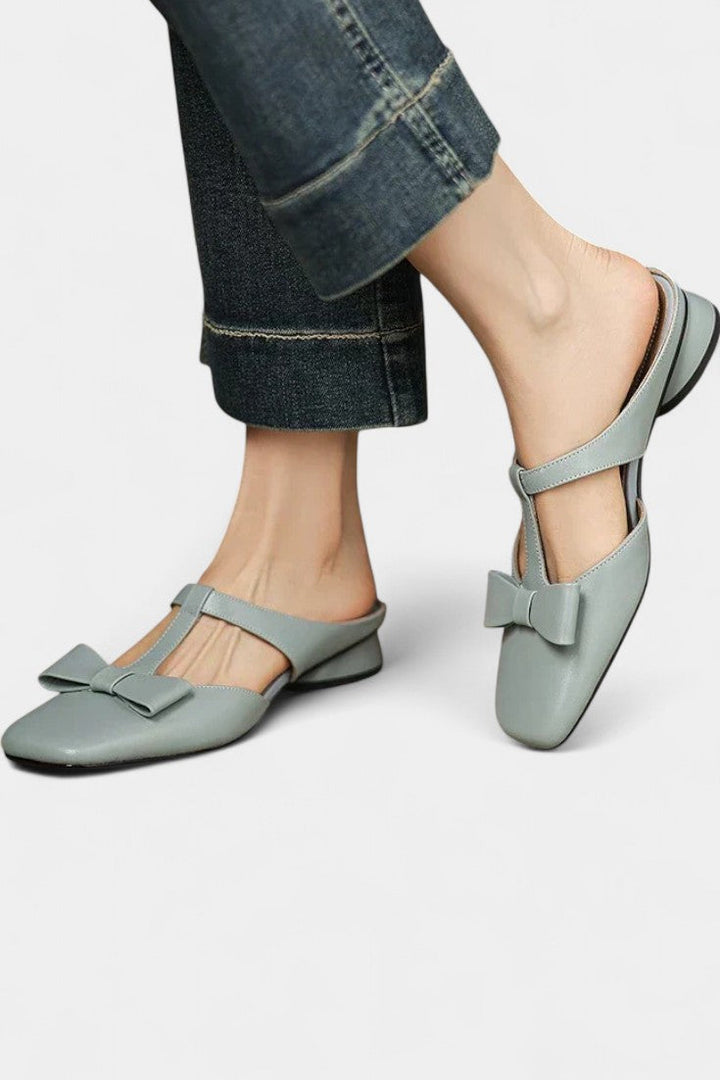 Lina Square Toe Mary Janes with Elegant Front Knot