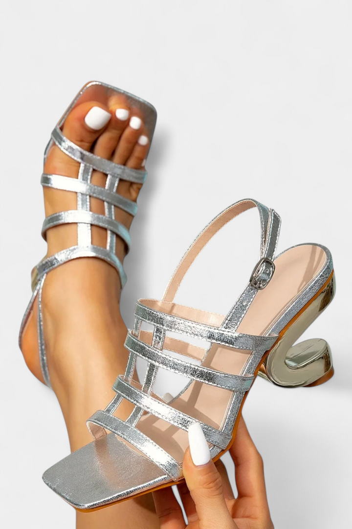 Deborah Shimmering Metallic High Heel Sandals