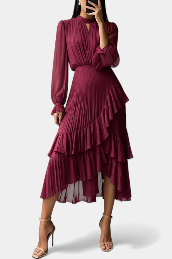 Graziella Chic Pleated Ruffle Dress