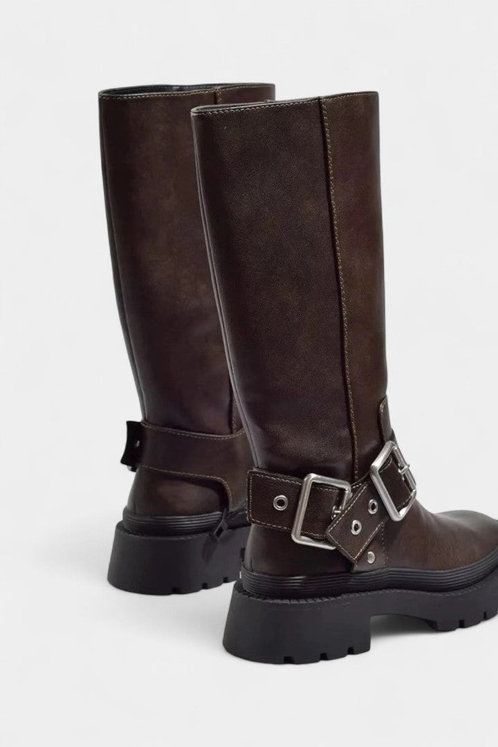 Ursule Mid-Calf Boots Featuring Strap and Buckle Detail