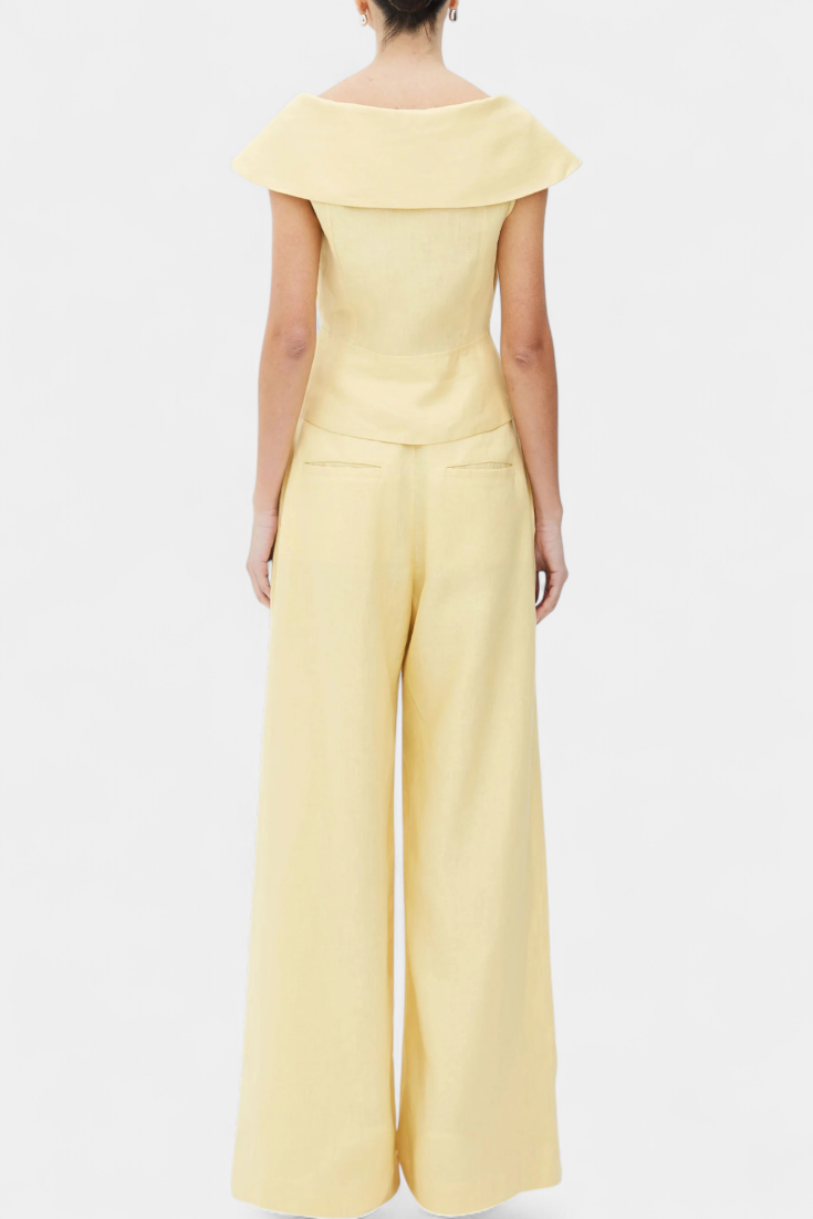 Hayden Ensemble Structured Top with Wrap Neck and Palazzo Pants