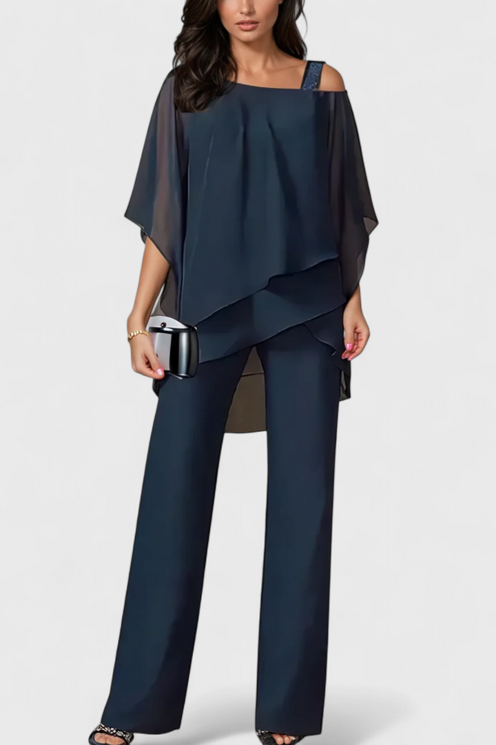 Flowy Off-Shoulder Two-Piece Kitty Set