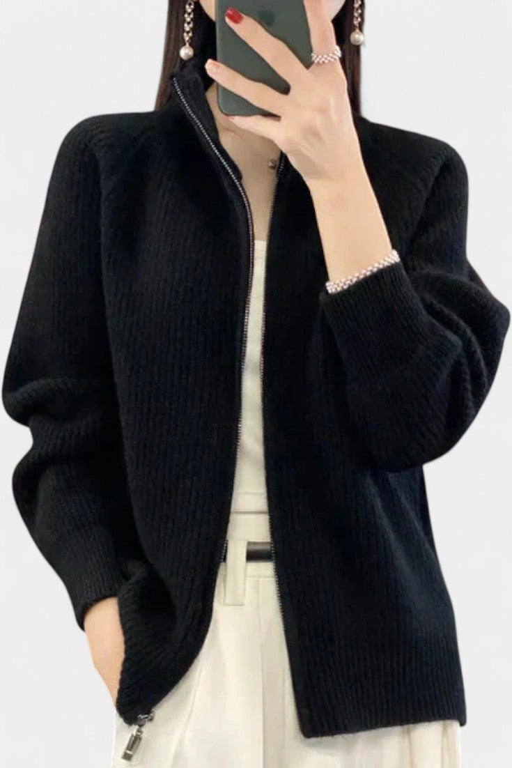 Structured Knit Chelsea Zip-Up Cardigan