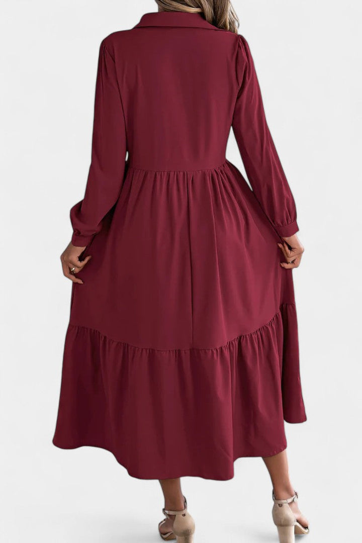 Long Sleeve Tiered Shirt Dress by Jessica Long