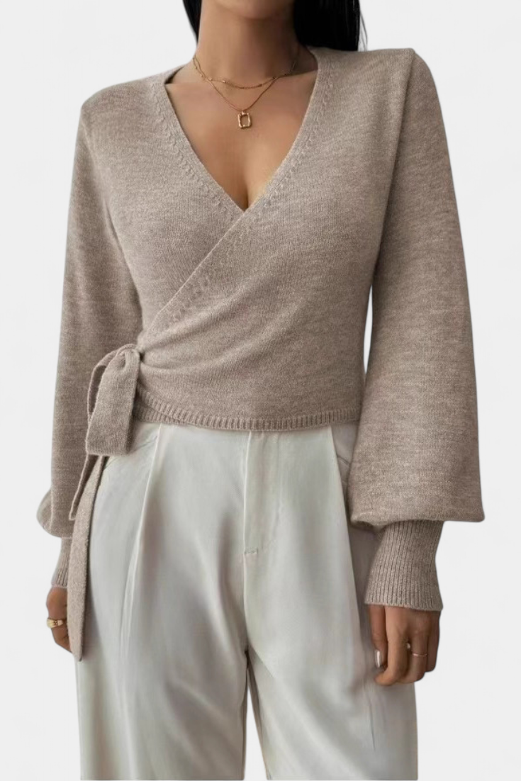 Persephone V-Neck Cross-Back Top with Short Sleeves