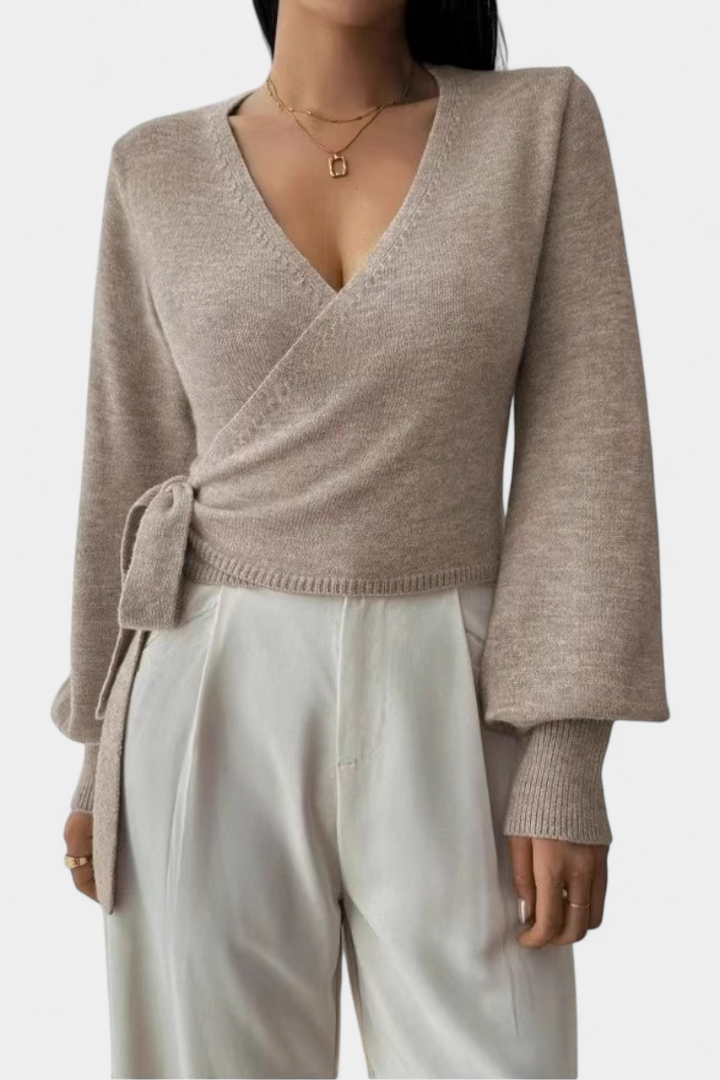 Persephone V-Neck Cross-Back Top with Short Sleeves