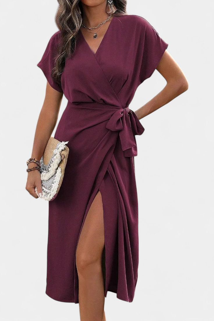 Begoña V-Neck Wrap Dress with Adjustable Belt