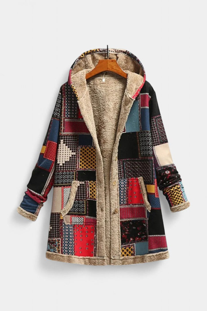 Winter Hooded Coat with April Floral Print