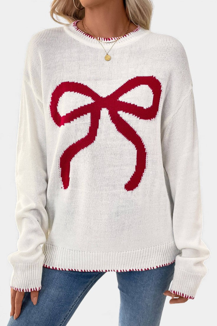 Cécile Festive Bow Pattern Sweater