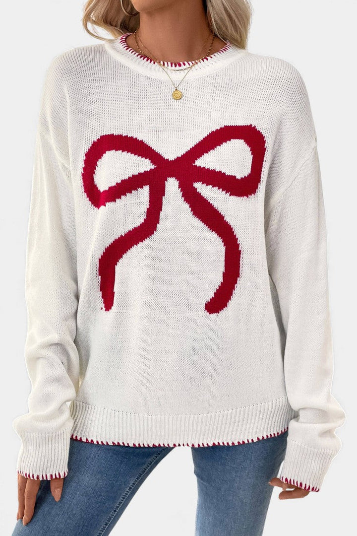 Cécile Festive Bow Pattern Sweater