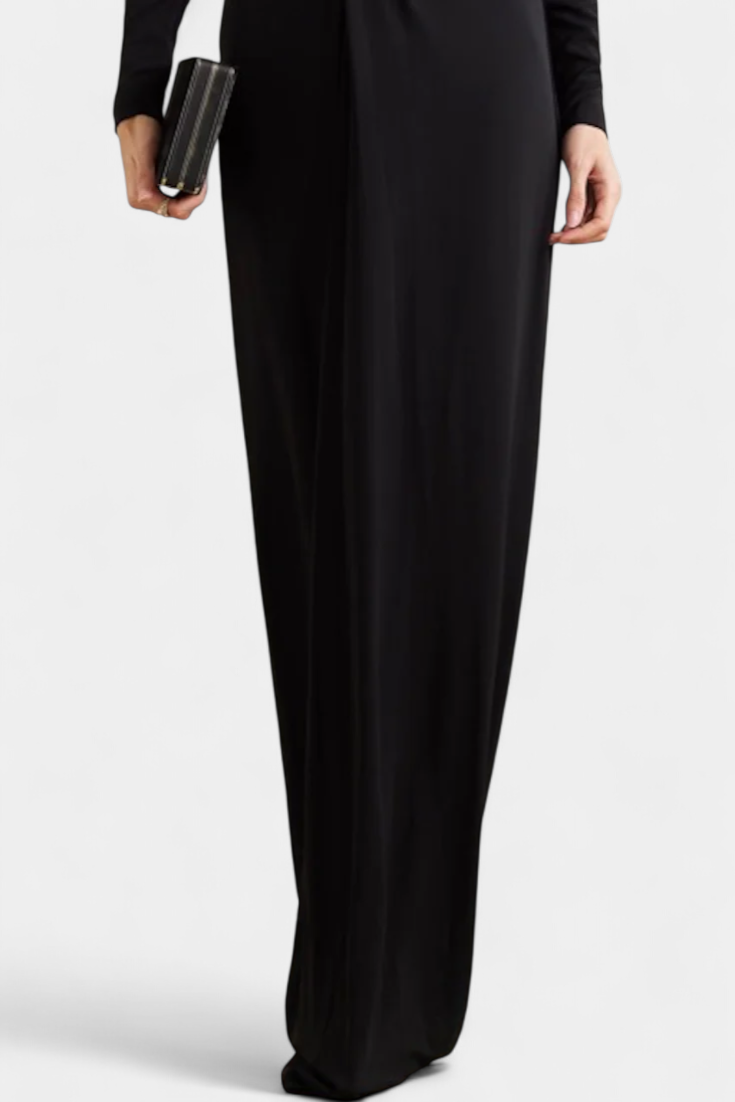 Talara Long Sleeve Fitted Dress with Deep V-Neckline