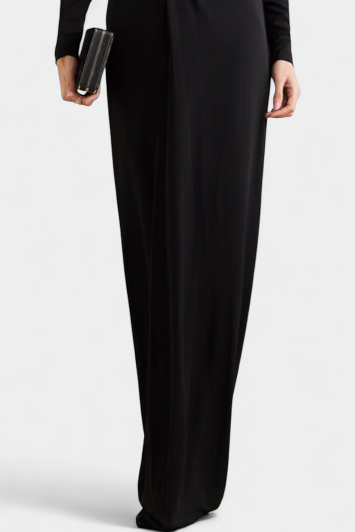 Talara Long Sleeve Fitted Dress with Deep V-Neckline