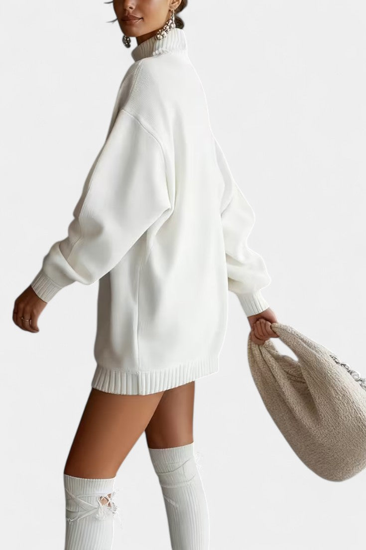 Pull Ample Uni à Col Montant Enriette