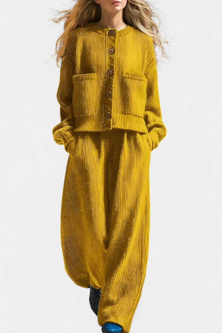 Magali Knit Cardigan & Wide-Leg Pants Ensemble