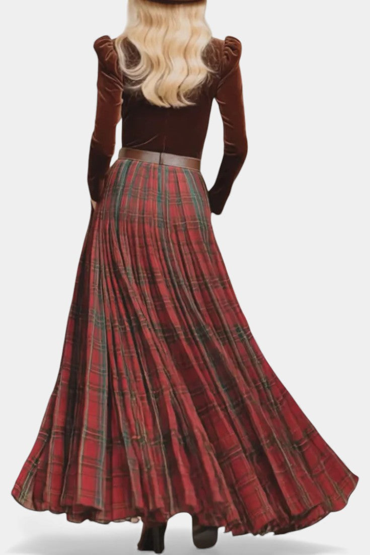 Shana Lace Ensemble with Red Checkered Skirt and Belt