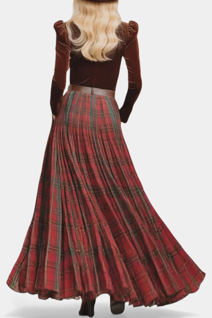 Shana Lace Ensemble with Red Checkered Skirt and Belt