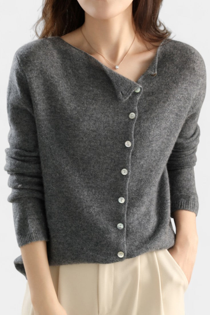 Marjorie Button-Up Soft Wool Cardigan