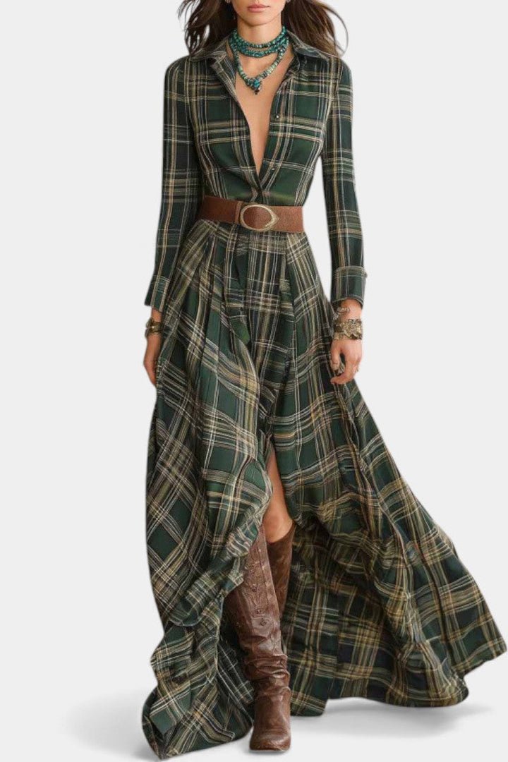 Deep Green Alyona Maxi Dress - Western Chic Style