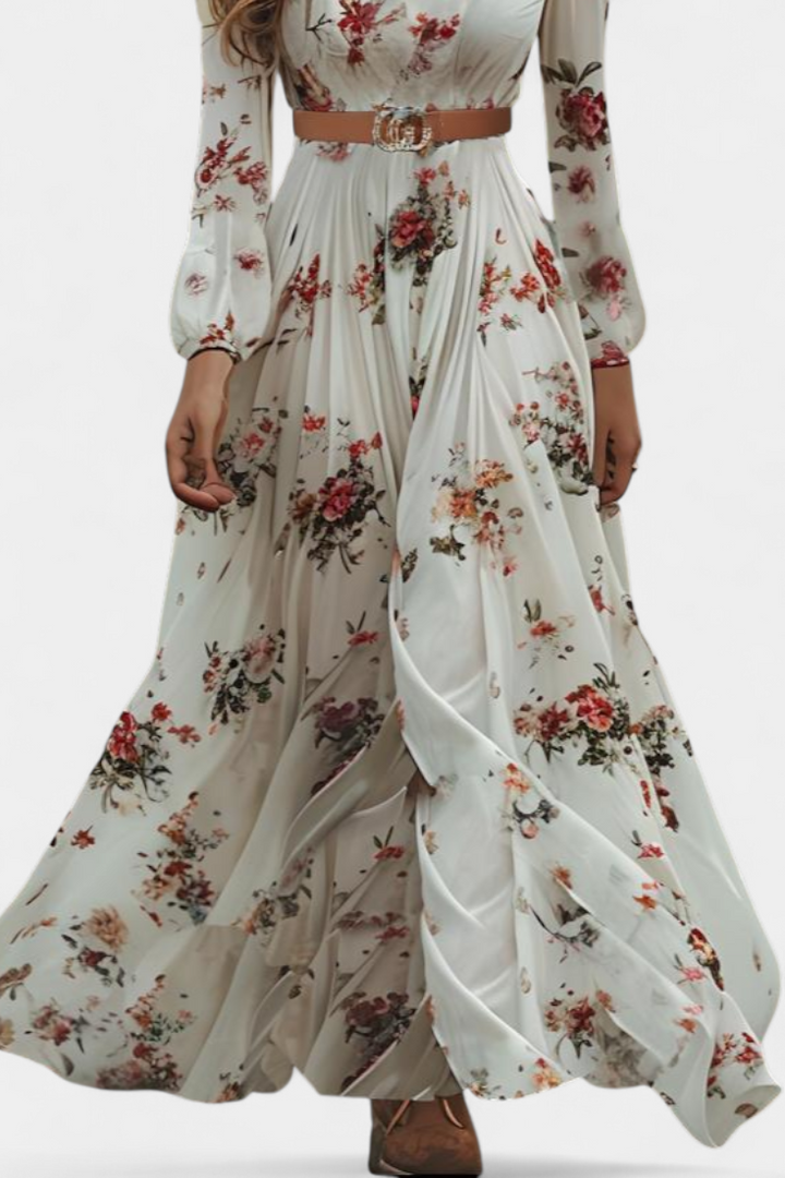 Amanda V-Neck Floral Print Maxi Dress
