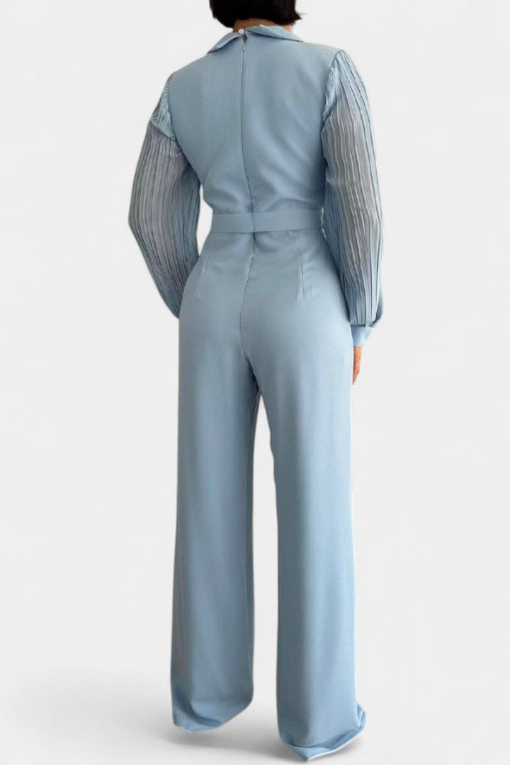 Dénéa Elegant Jumpsuit with Tailored Collar and Ruffled Accents
