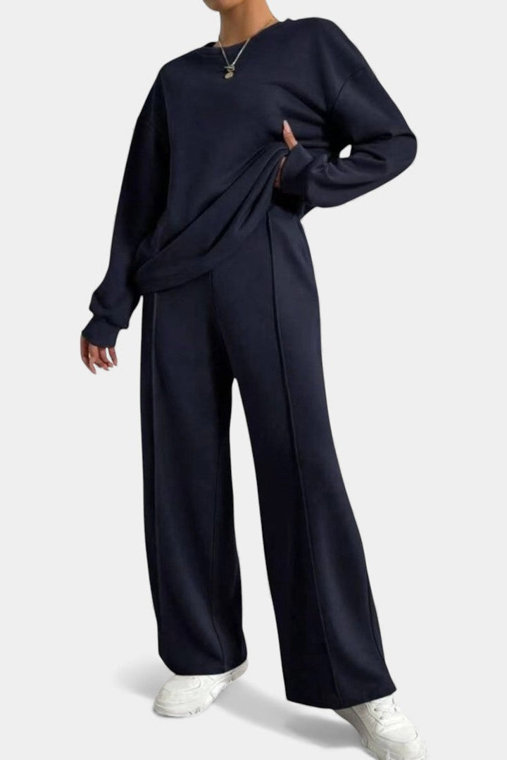 Tiara Relaxed Fit Sweatshirt & High-Waisted Trousers Set