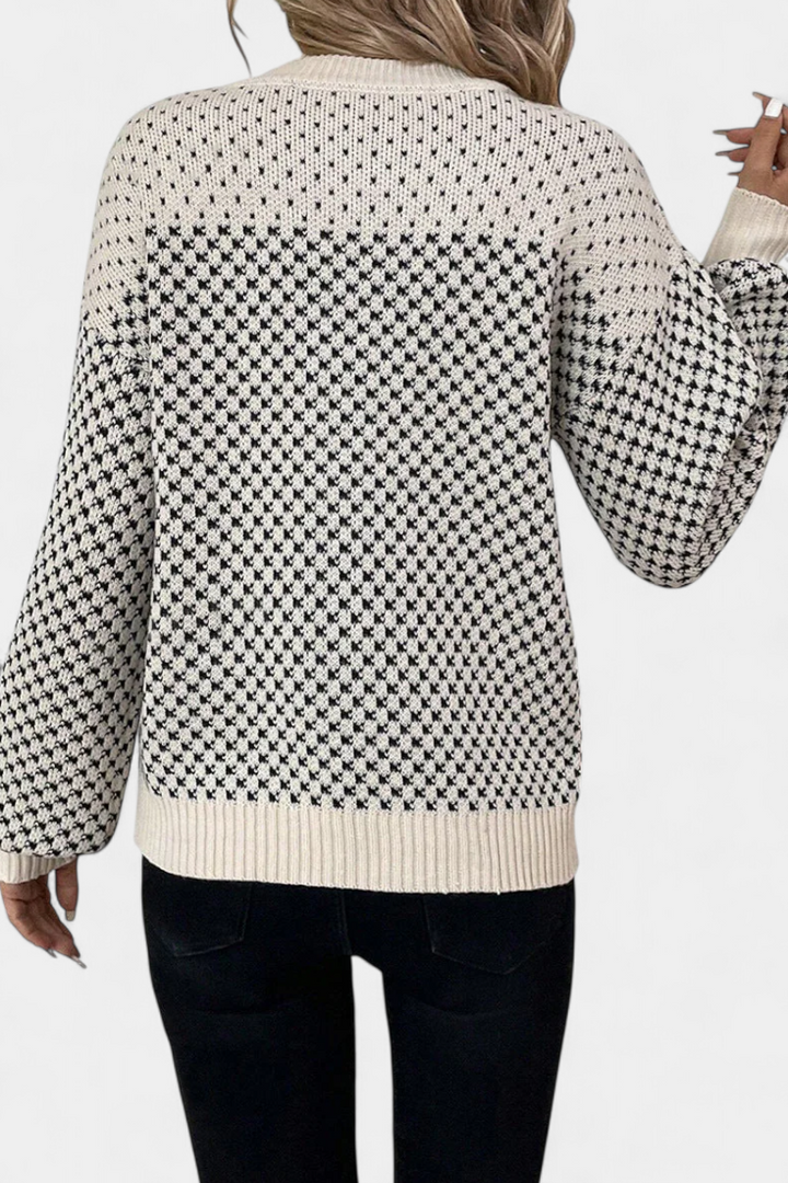 Rachael Color Block Geometric Pattern Casual Sweater