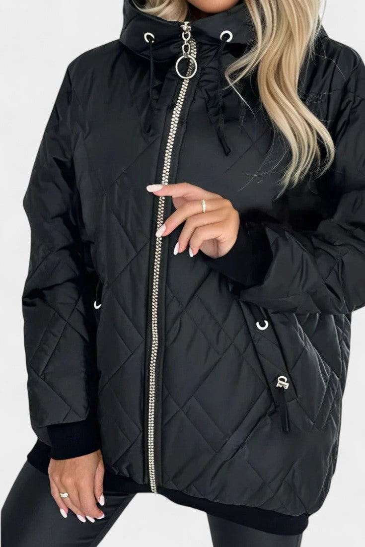 Paola Long Hooded Parka Featuring a High Collar