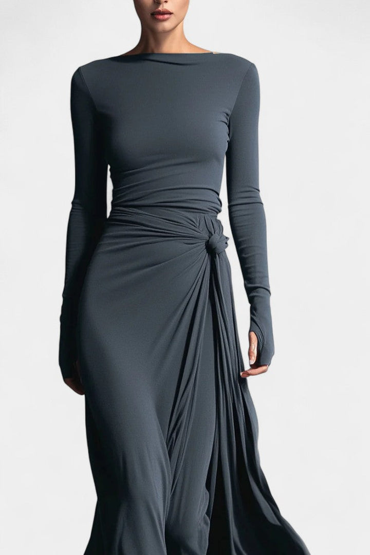 Gray Armelle Long Wrap Dress
