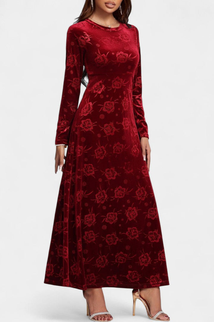 Nolwenn Textured Floral Velvet Maxi Dress