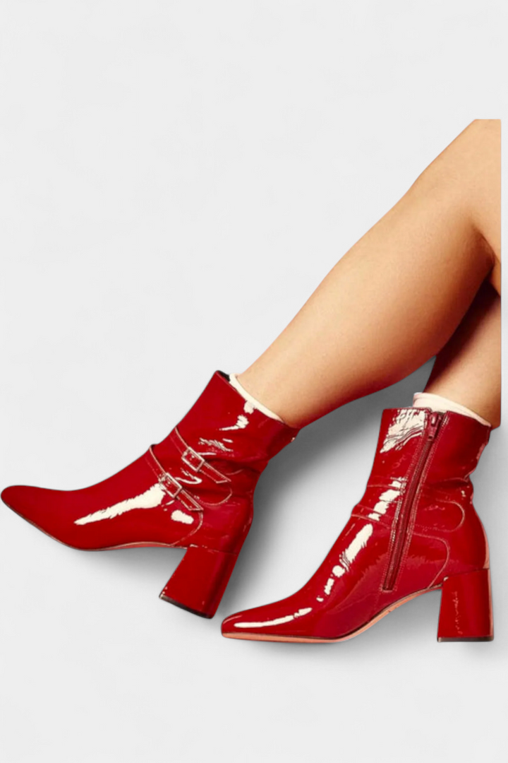 Vivi Red Chunky-Heeled Thigh-High Boots with Striking Silhouette