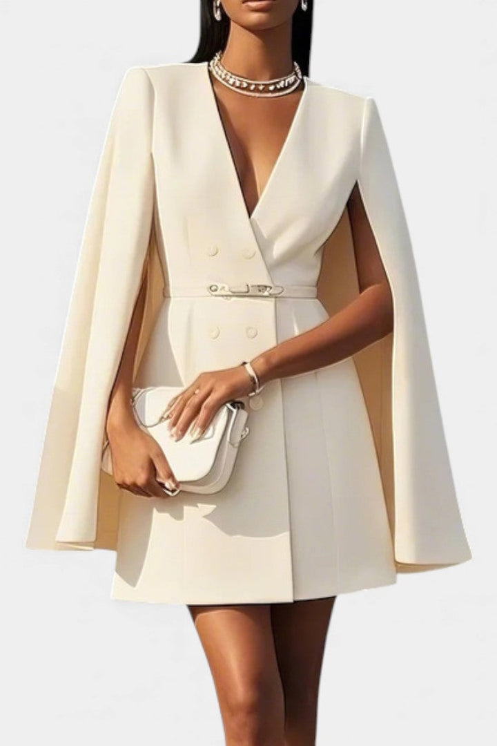 Zarema Sleeveless V-Neck Mini A-Line Dress with Built-In Blazer