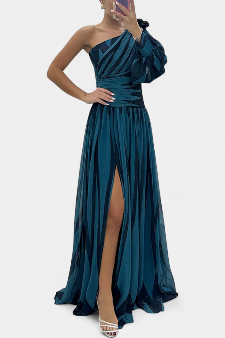 Bethania Striped Asymmetrical Maxi Robe