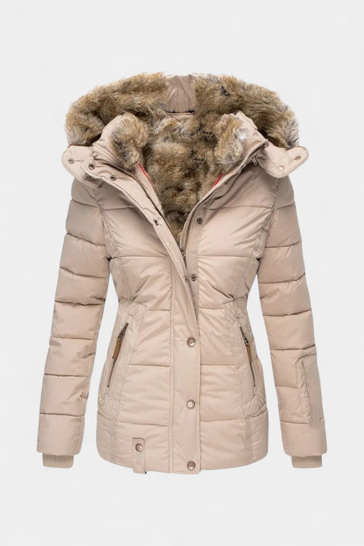 Laurène Hooded Insulated Winter Jacket with Faux Fur Trim