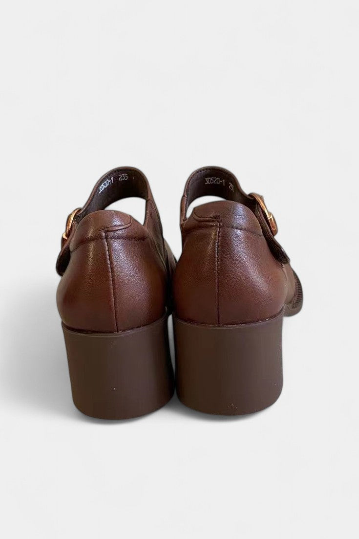 Agnes Mary Janes with Classic Round Toe and Square Heel Design