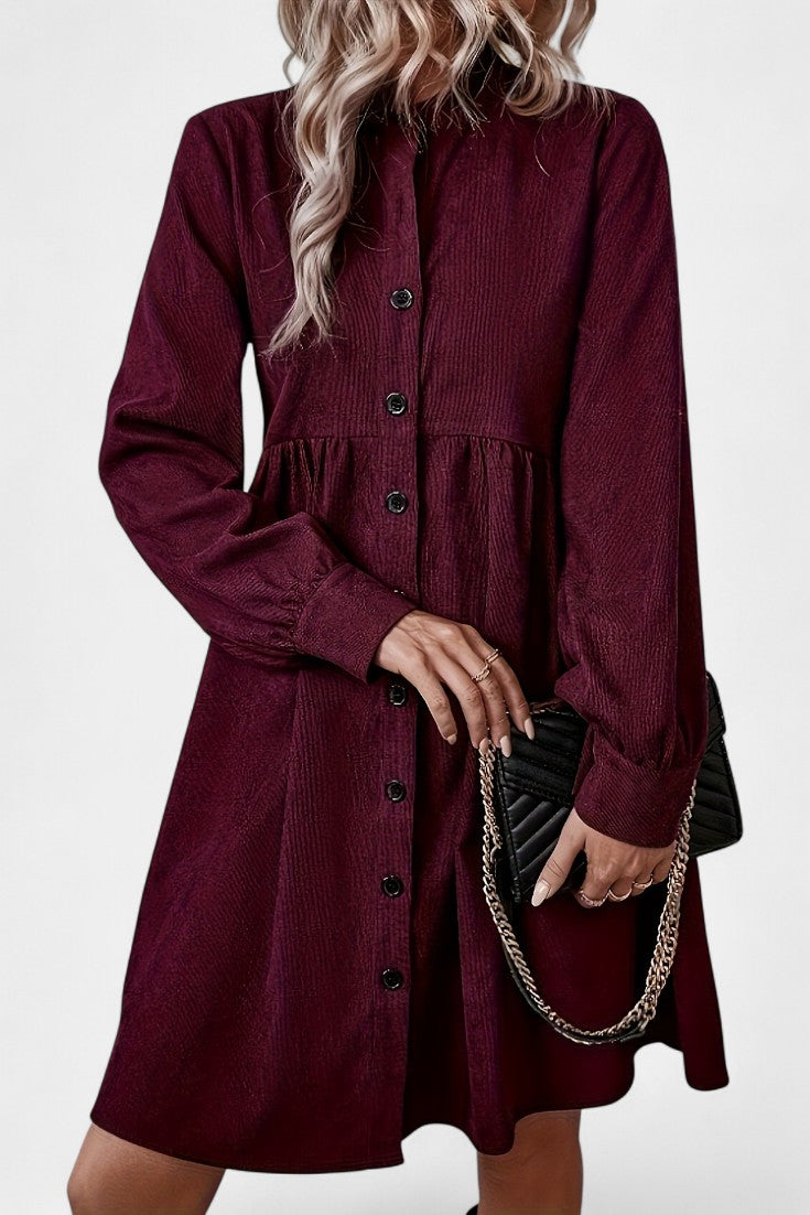 Zita High-Collar Midi Dress