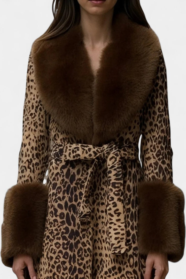 Relaxed Fit Plush Leopard Print Coat by Marguerite