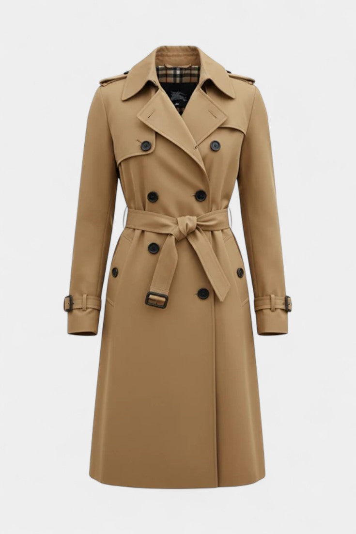 Double-Breasted Long Coat with Belt