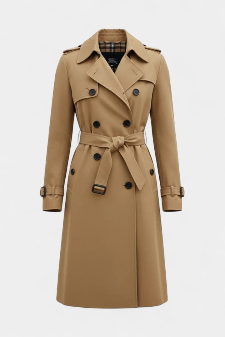 Double-Breasted Long Coat with Belt