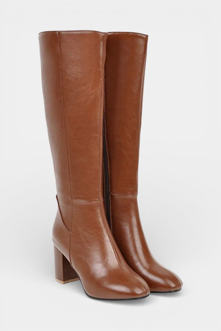 Querida Chic Zip Boots with Comfortable Block Heel