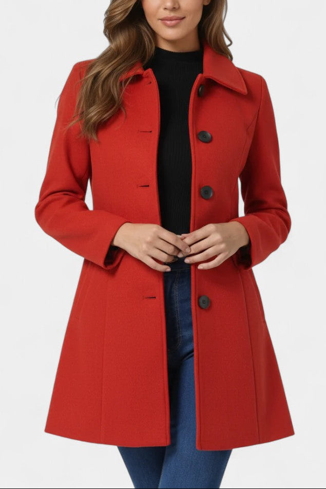 Louane Fitted Waist Winter Coat with Single Button Closure
